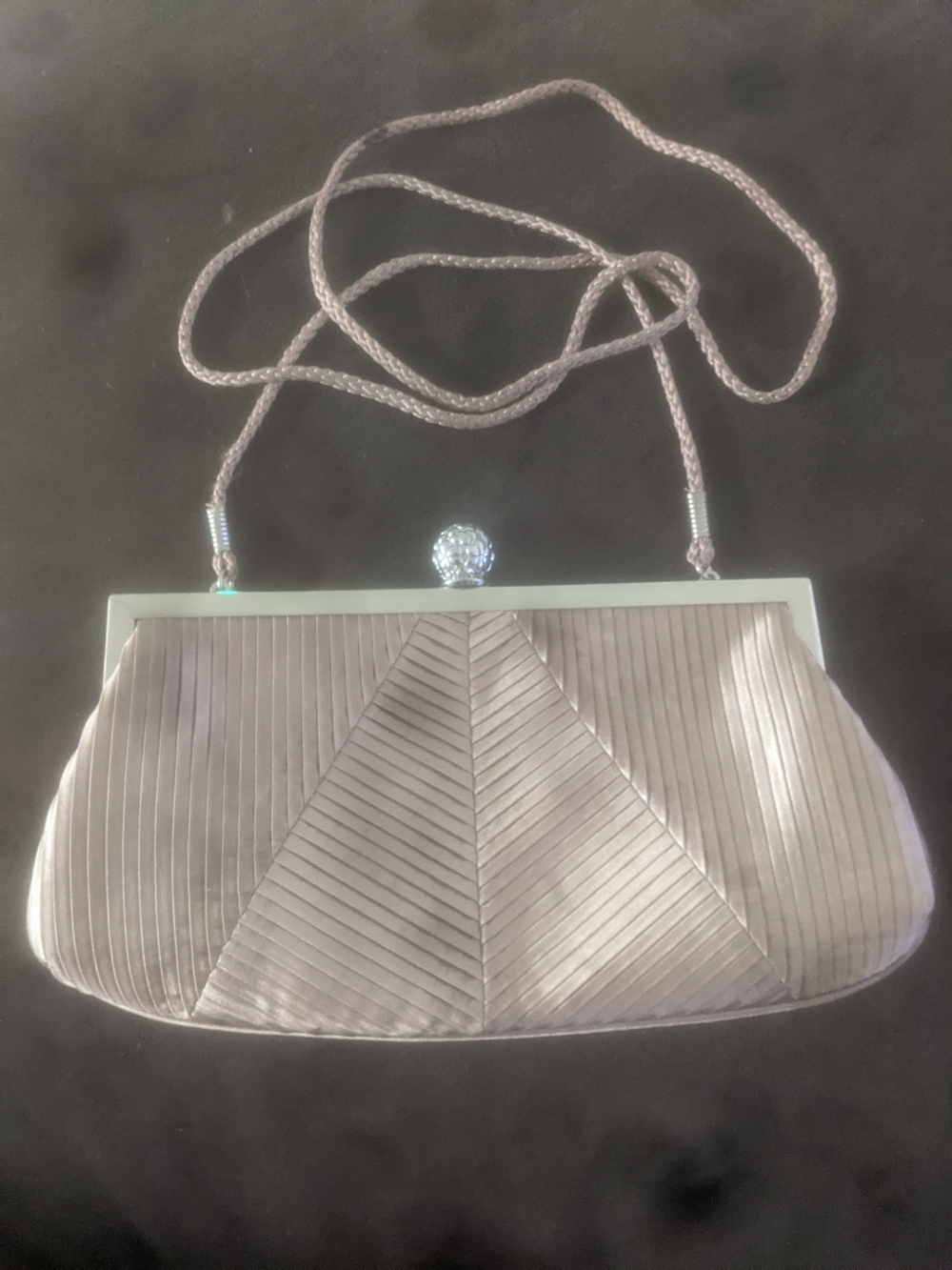 Vintage Elegant Goldish Silver Evening Purse W/Kiss Lock